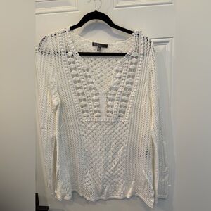 89th & Madison White Crochet Knit Top